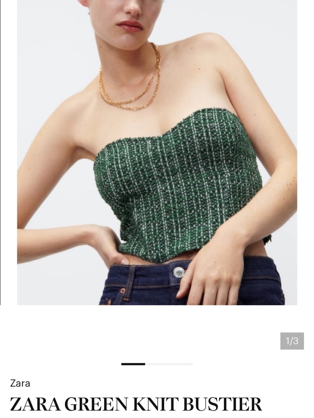 Zara Textured Emerald Strapless Bustier Top